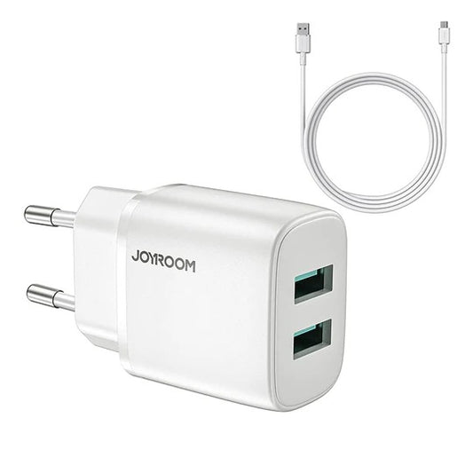 Įkroviklis Joyroom L-2A123 2xUSB 12W + MicroUSB 1.0m baltas