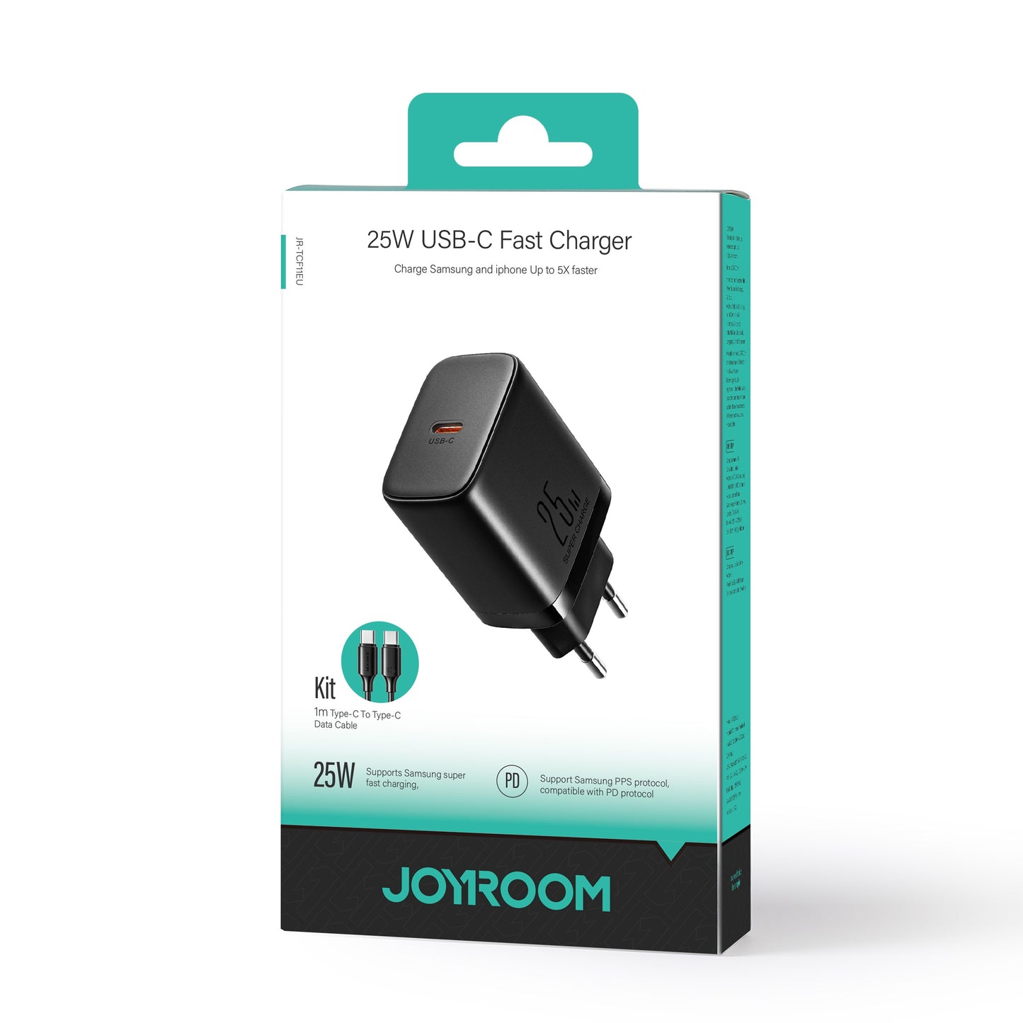 Įkroviklis Joyroom JR-TCF11 USB-C 25W + USB-C cable 1.0m juodas