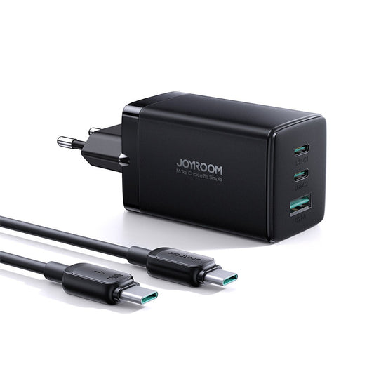 Įkroviklis Joyroom GaN JR-TCG01 2xUSB-C/USB-A 65W + USB-C cable 1.2m juodas