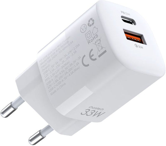 Įkroviklis Choetech PD5006 USB-C/USB-A 33W baltas Default Title