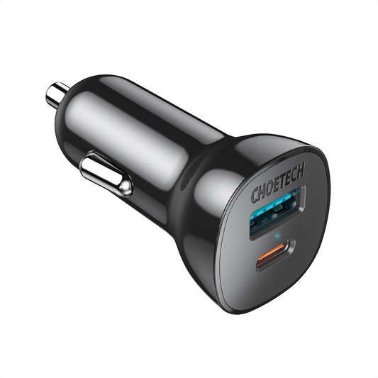 Automobilinis įkroviklis Choetech TC0005 USB-C/USB-A 36W juodas Automobiliniai įkrovikliai - Default Title  